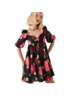 Kate Spade New York Just Rosy Beau Dress Black Red Floral NWOT Size 6